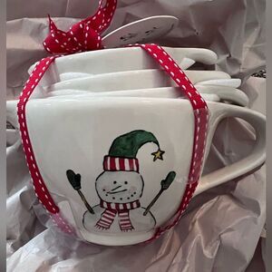 Rae Dunn Christmas Snowman Measuring Cups Set of 4